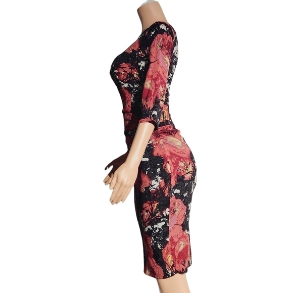 TRACY Reese Anthropology Floral Ruched Silk Sheath Dress Size: 4 - Picture 6 of 14